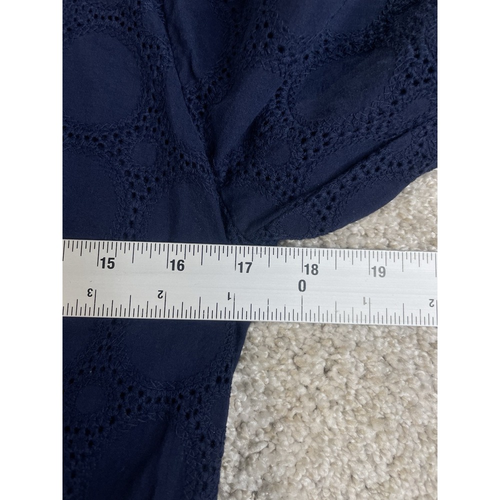 J Crew Dress Women's 6 Shift Crochet Career Navy Eyelet Sheath Overlay - Picture 6 of 7